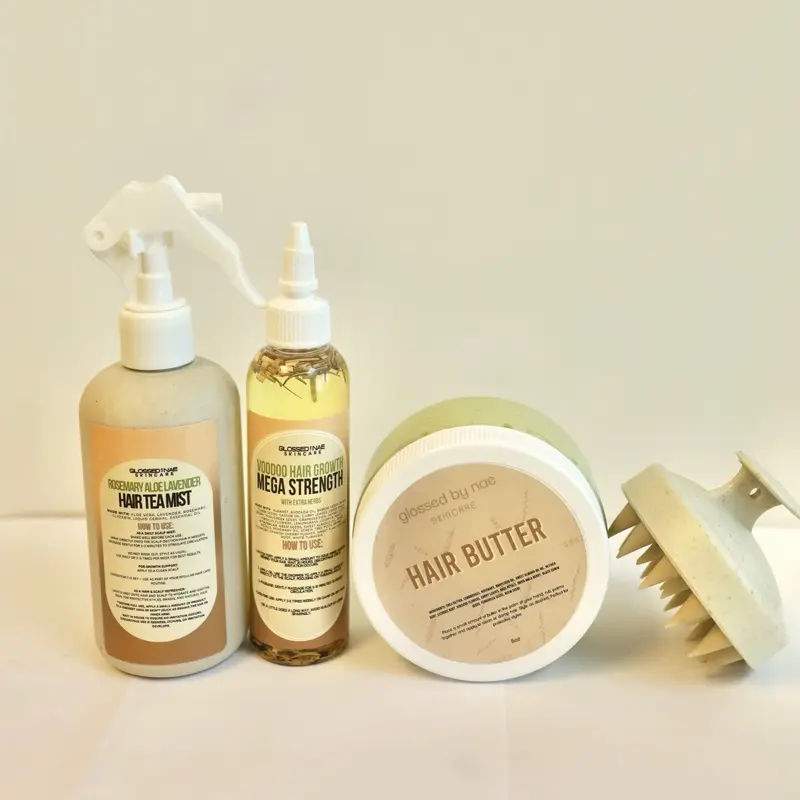 LCO Method Hair Growth System Bundle - Liquid, Cream, Oil, Scalp Massager for Dry Hair, Breakage, Edge Growth