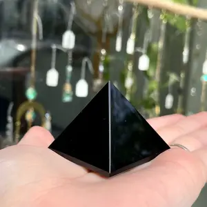 Black Obsidian Pyramid Crystal Decor