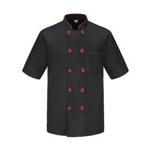 Double Breasted Chef Cooking Uniform For Kitchen Short Sleeve Jacket Shirt For Men Adult Restaurant