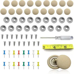 60PCS Car Roof Headliner Repair Kit, Auto Roof Snap Rivets Retainer for Interior Ceiling Cloth Fixing Repair Buckle with Installation Tool (Beige Flannelette)