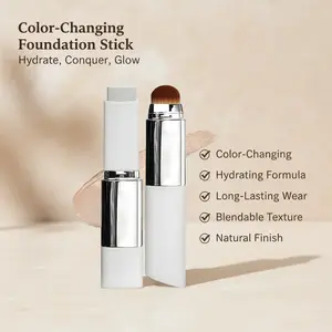 Natural Color 2-In-1 Color-Changing Foundation Stick - Hyaluronic Cosmetic Cream, Light Smooth Clear Base Makeup, Hydrating Blendable Concealer, Long-Lasting Wear
