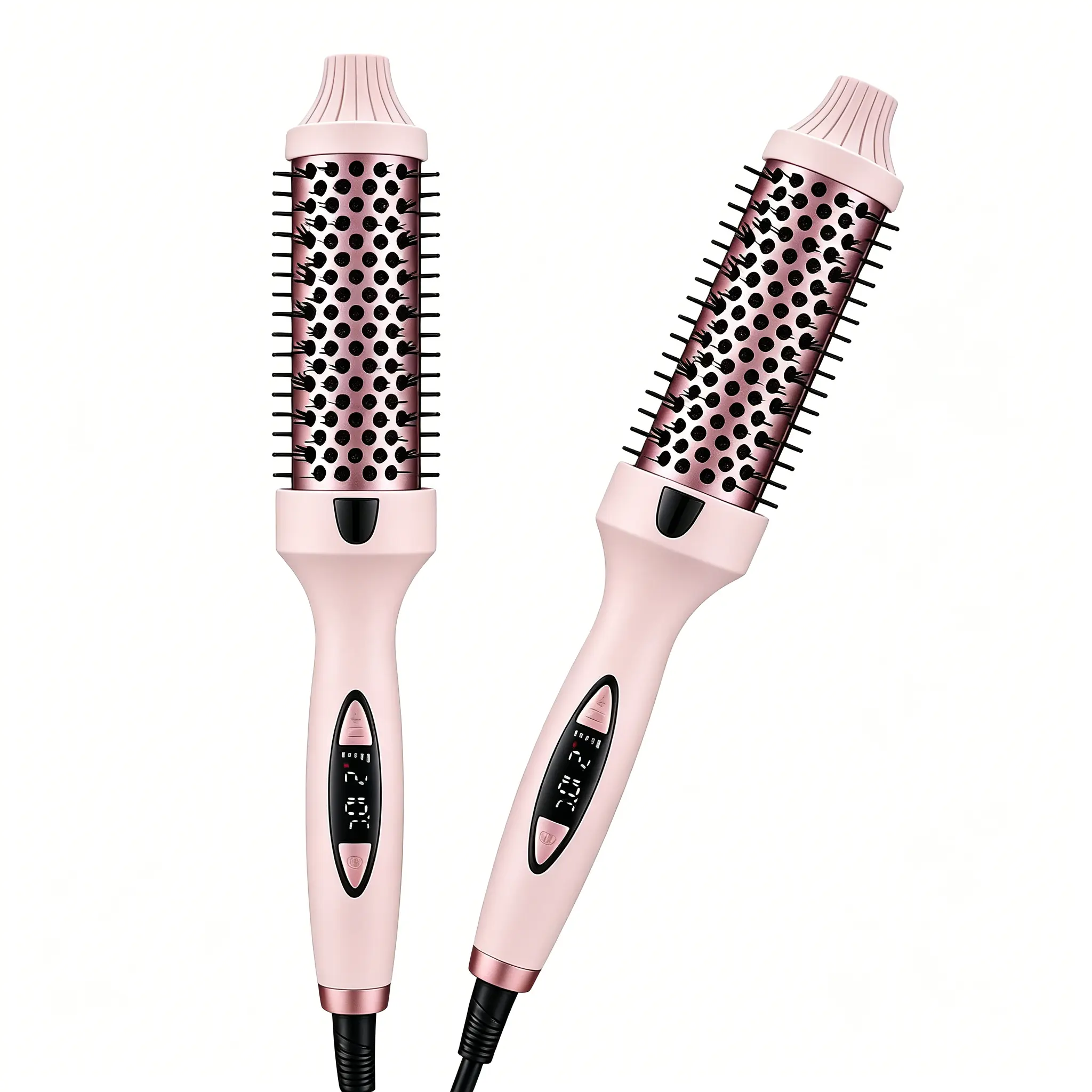 Automatic Thermal Wand Brush 1.5 Inch, Tourmaline Ceramic Negative Ion Air Hair Brush, 5 Temperature Settings Dual Voltage Professional Hot Hair Curler Straightener