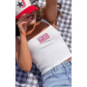 Suzie White USA Embroidered Tank Top
