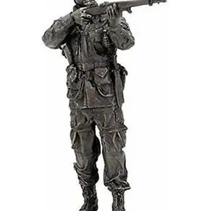World War II Soldier Taking Aim Figurine Historical Combat Sculpture 13" Height