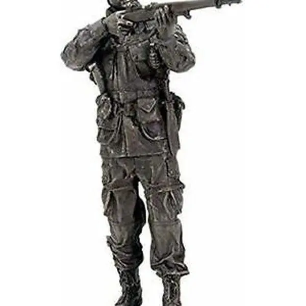 World War II Soldier Taking Aim Figurine Historical Combat Sculpture 13" Height