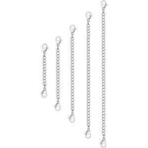 5 count  Stainless Steel Necklace Extender Chain Links  Lobster Necklace Extenders for Necklaces Bracelet Anklet Stainless Steel Chain Extenders for  Making (2in 3in 4in 5in 6in)