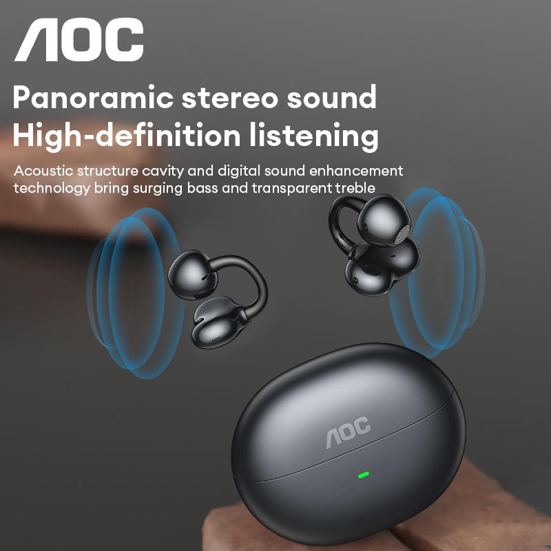 AOC ACD2544 Clip-On Wireless Headphones with 2025 Bluetooth 6.0 for Faster, Stable Connection & Low Power Use, Panoramic Stereo Sound, HD Audio, Ergonomic Design, Comfortable Fit, Life-Level Waterproof & Sweatproof AOC ACD2544 Clip-On Wireless Headphones with 2025 Bluetooth 6.0 for Faster, Stable Connection & Low Power Use, Panoramic Stereo Sound, HD Audio, Ergonomic Design, Comfortable Fit, Life-Level Waterproof & Sweatproof