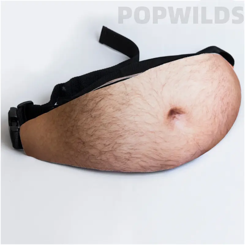 Men's Funny Gag Gift Fanny Pack - 3D Printed Realistic Abdomen Design, Humorous Crossbody Waist Bag, Unique Prank Accessory for Parties