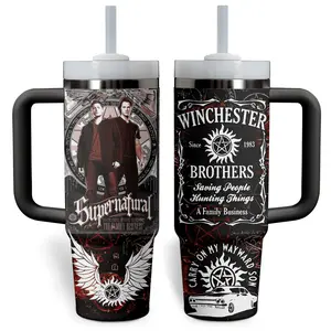 Winchester Bros 40oz Tumbler, Retro TV Show Tumbler For Fan, Supernatural Stainless Steel Tumbler, Funny TV Drinkware Tumbler