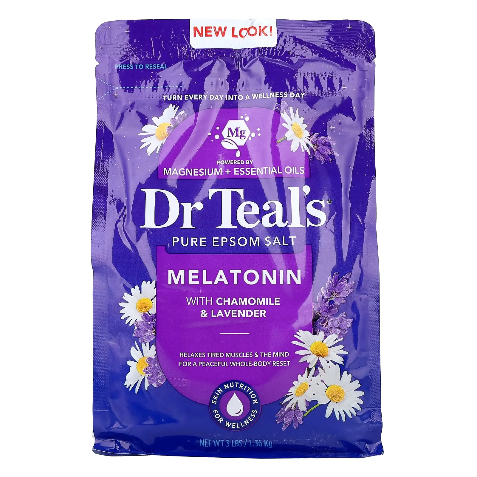 Dr. Teal's Pure Epsom Salt, Melatonin with Chamomile & Lavender, 3 lbs (1.36 kg) Dr. Teal's Pure Epsom Salt, Melatonin with Chamomile & Lavender, 3 lbs (1.36 kg)