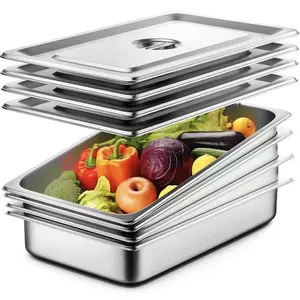 4-Piece Rectangular Polished Stainless Steel Baking Tray Set, 13-Liter Food Grade, Mirror Finish for Hot & Cold Foods, Ideal for Kitchen & Grill