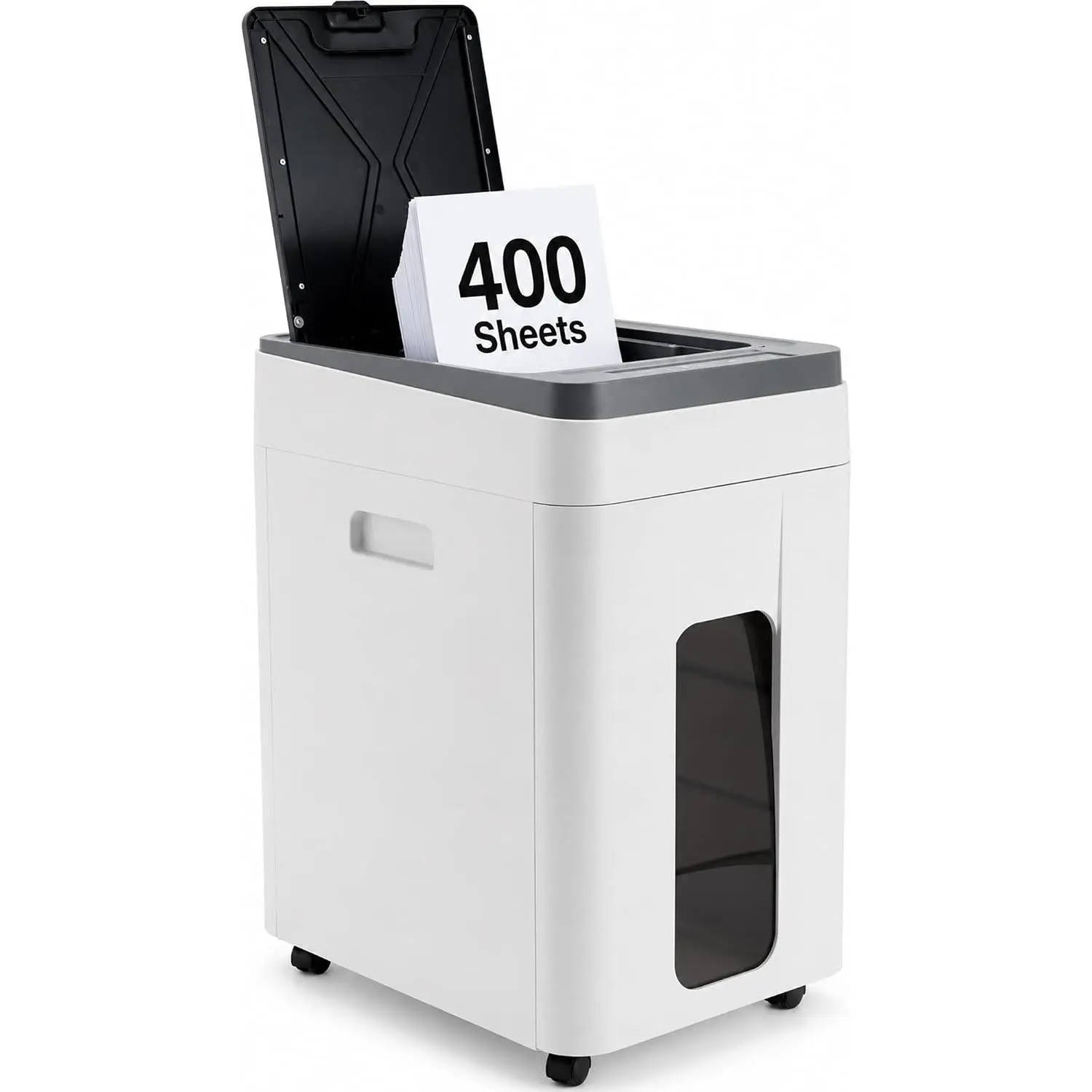 Heavy Duty Micro Cut Paper Shredder - 400-Sheet Auto Feed, P5 Security Level, Jam Resistant, Status Lights for Office Use