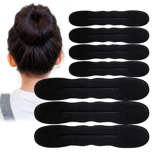 10 PCS Hair Bun Maker for Women and 12 Black Hair Ties Lazy Hair Curler Bun Clips Easy Magic Snap Roll Sponge Bun Donut Hair Maker for Women With Hair Ties Haircare Heatless