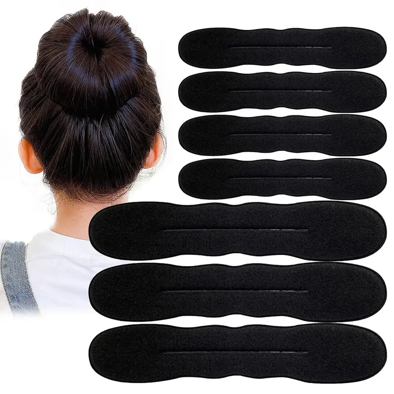 10 PCS Hair Bun Maker for Women and 12 Black Hair Ties Lazy Hair Curler Bun Clips Easy Magic Snap Roll Sponge Bun Donut Hair Maker for Women With Hair Ties Haircare Heatless