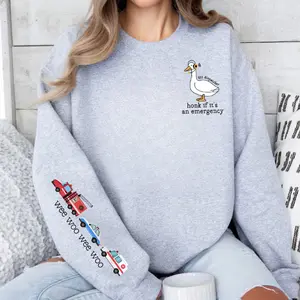 Silly Goose 911 Dispatcher Sweatshirt, Funny Emergency Operator Crewneck, Honk if It's an Emergency Shirt, Gift for Dispatcher, Unisex Work Sweater