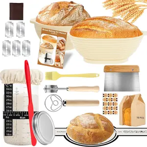 24 PCS Sourdough Starter Kit with 34oz Starter Jar, Banneton Bread Proofing Baskets and Sourdough Bread Baking Supplies Set
