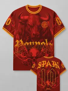 Spanish Bull Graphic  Jersey Shirt, Number 10 Vintage Football Tee, Gothic Streetwear Soccer Fan T-Shirt, Spain Pride Gift