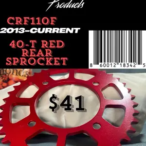 CRF110F 2013-CURRENT 40-T & 42-T Red Rear Sprocket for CRF110 Models Price $41