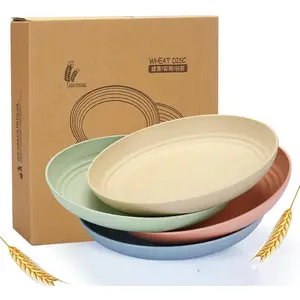 10 Inch Unbreakable Wheat Straw Dinner Plates, Set of 4 - Dishwasher Safe, BPA Free, Lightweight
