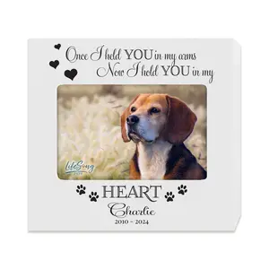 Custom Pet Ashes Urn Box Pet Memorial Gifts Photo Cremation Urn Box Sympathy Gift for Natural Paws Lovers| Once I Held You in My Arms Cute House Decor