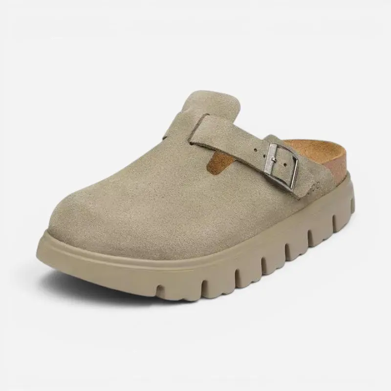 Boston Chunky Taupe Suede Leather Taupe Sole Narrow