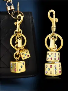 Y2K Sweet Cool Style Rhinestone Dice Bag Charm, Silver Color, 3D Dice Keychain, Perfect Gift for Girls, Students, Trendy Accessory