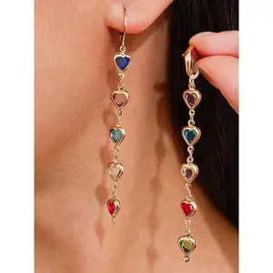 Heart Shaped Designed Dangle Earrings, Elegant Rhinestone Decor Hypoallergenic Earrings for Women, Fashionable Jewelry for Party, Trendy All-match & Exquisite Jewelry for Gift