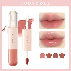 Judydoll Dual Lip Glaze Duo Lip Gloss, Cute Lip Gloss, Double-ended Mirror & Matte Lip Glaze, Waterproof Long-lasting Moisturizing Liquid Lipstick, Tinted Lipstick, Plumping Diverse Shades, Not Easy To Fade, Makeup Lip Cosmetic- The Perfect Halloween Gift