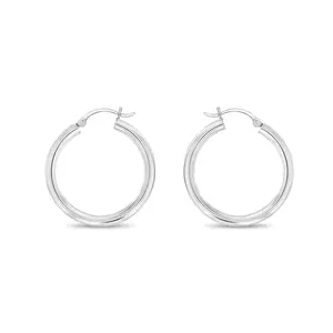 25MM or 30MMPolished 14k White Gold Hoops