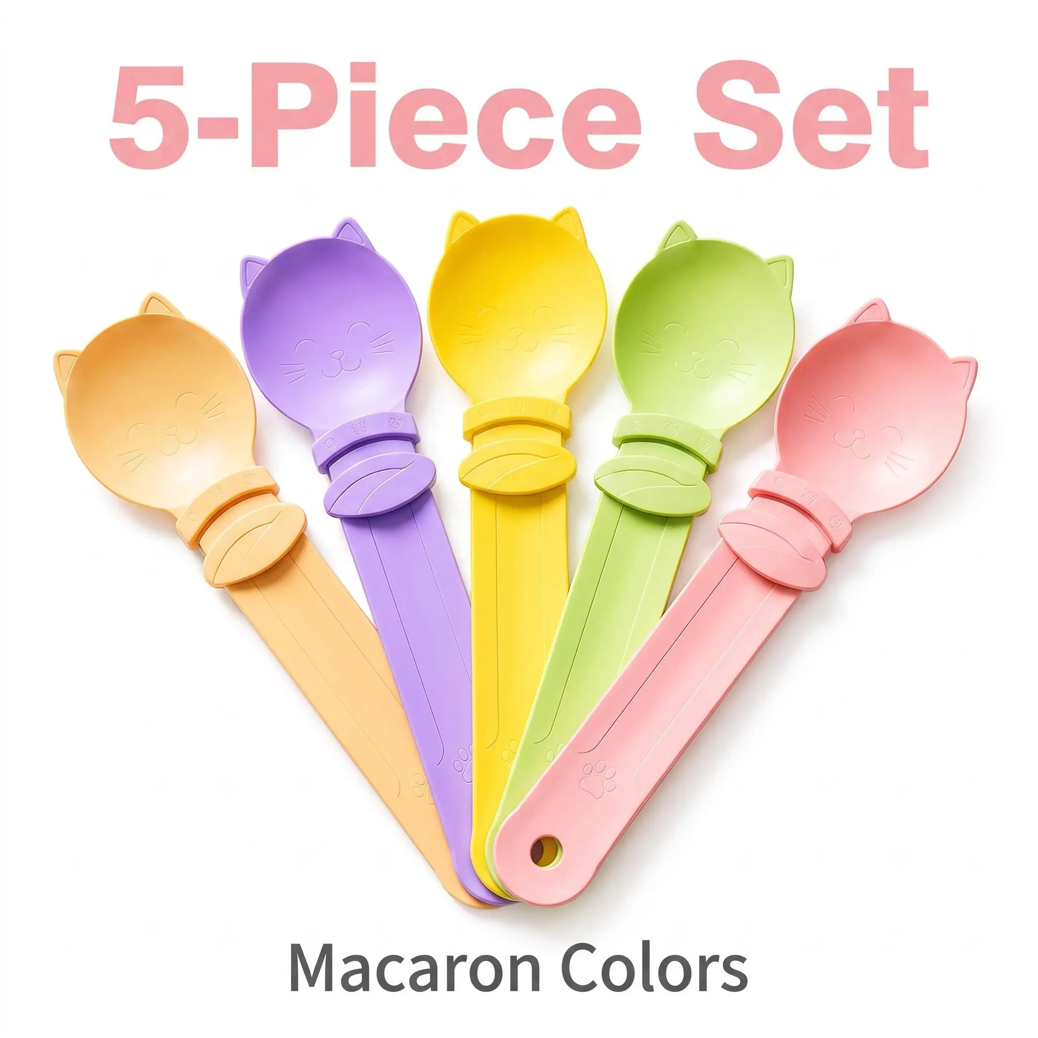 Unisex 5-Pack Sliding Cat Strip Feeder Spoons - Mess-Free Feed Tool for Single-Hand Feeding, Pet Care Accessory (Home Supplies, Party Gifts Option)