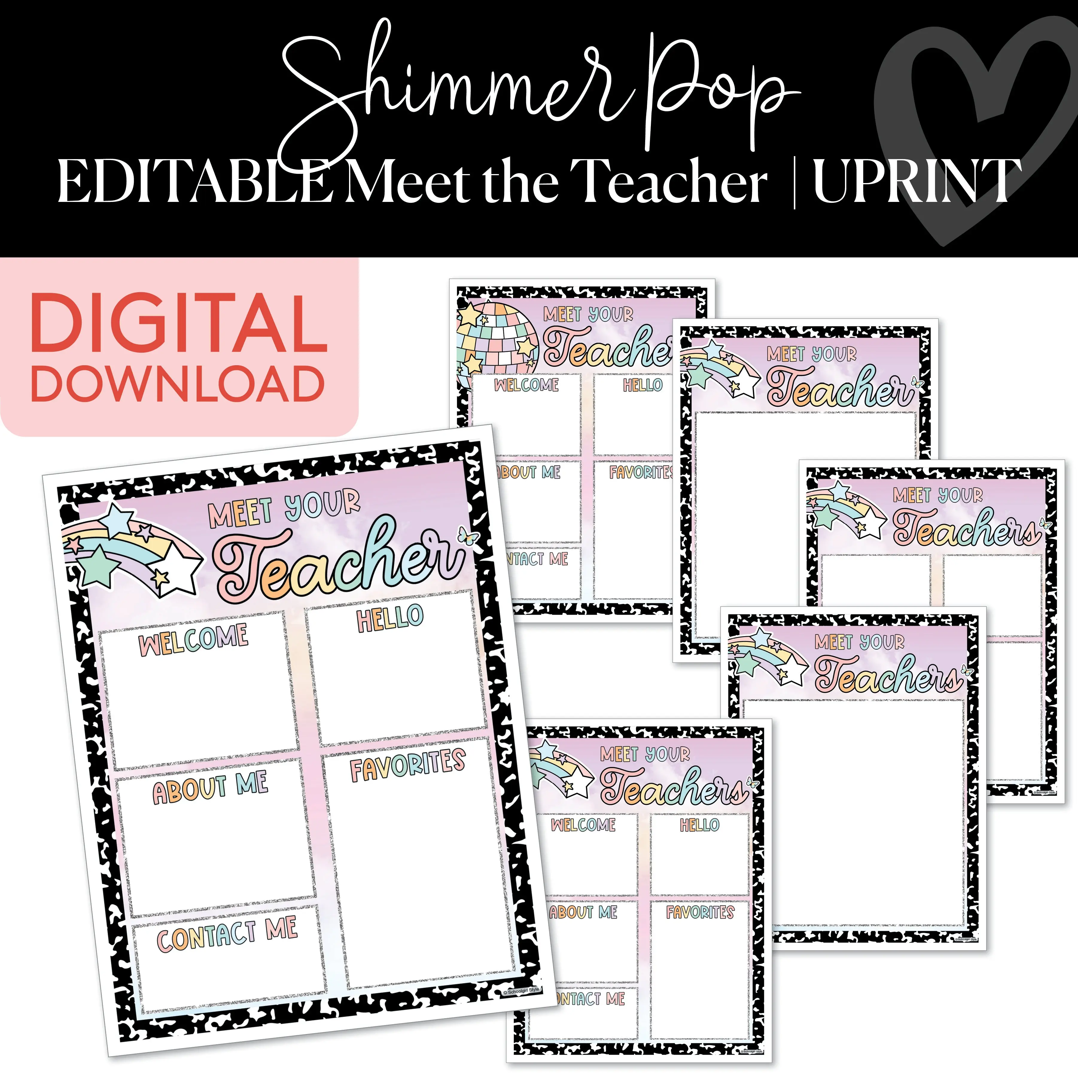 Printable Pastel Meet Your Teacher Flyer | Shimmer Pop