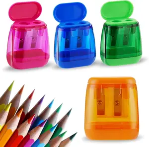 4 Pcs Manual Pencil Sharpeners with Dual Holes for Different Diameter Pencils Portable & Easy to Clean Rose Red Green Blue Orange Colors Perfect for Kids Students and Professionals