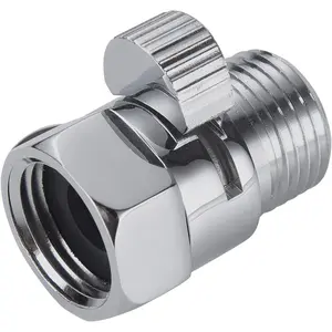 Chrome Water Flow Control Valve, G1/2" Shower Head Flow Control Brass Shut Off Valve for Handheld, Water Pressure Regulator Replacement for Shower System
