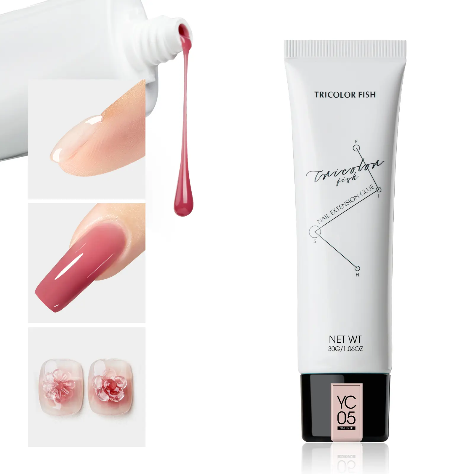 TRICOLOR FISH Polyurethane Nail Polish - Creamy White 30ML Gel for Natural Nail Strengthener 3D DIY Hard Gel Manicure, Make White Nail Polish at Home