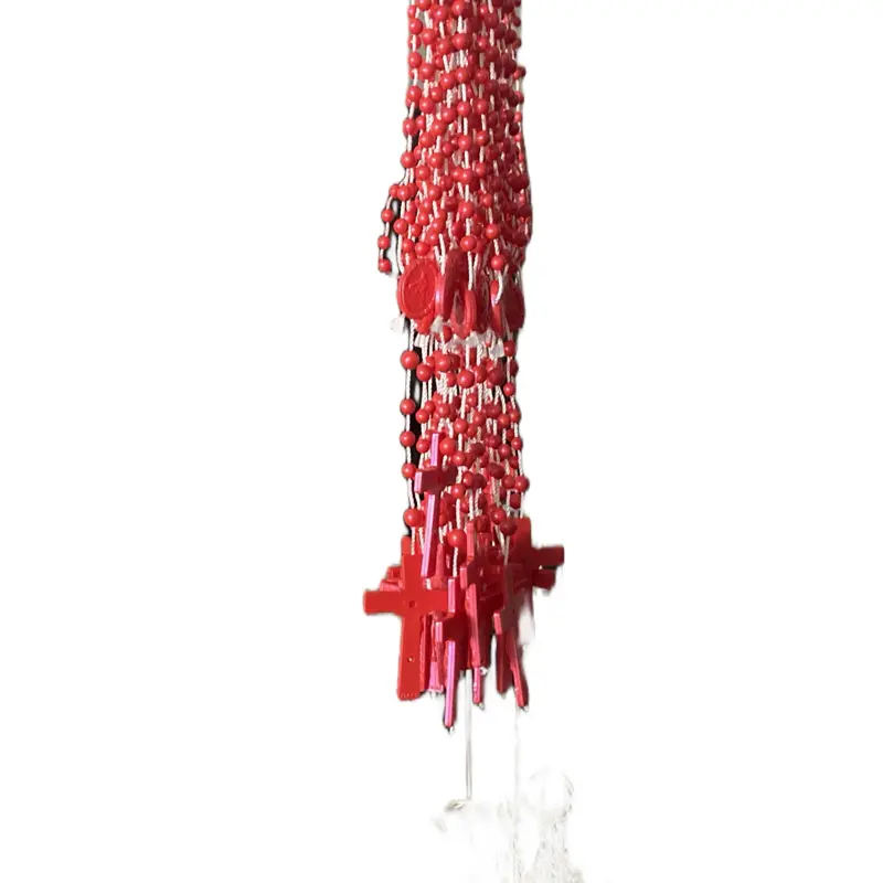 Red Rosary Pack of 12 - Simple Red Beaded Design with Cross Accent confirmation