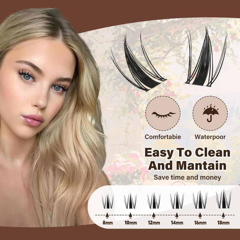 Lash Clusters 144 Pcs Natural Cluster Lashes Invisible Band Manga Lashes Super Thin Band Reusable Soft & Comfortable