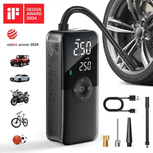 CaRSun Tire lnflator Portable Air Compressor Tire Air Pump,150PSI Wins IF Design Award - with inflation and deflation functions/back nozzle storage, digital display air pump, with LED light, wireless USB-C rechargeable, men's gift! (CE, FCC certified) tir
