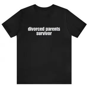 Divorced Parents Survivor - Funny T-Shirts, Gag Gifts, Parody Shirts, Meme Shirts, Trendy Tees, Dark Humor and more