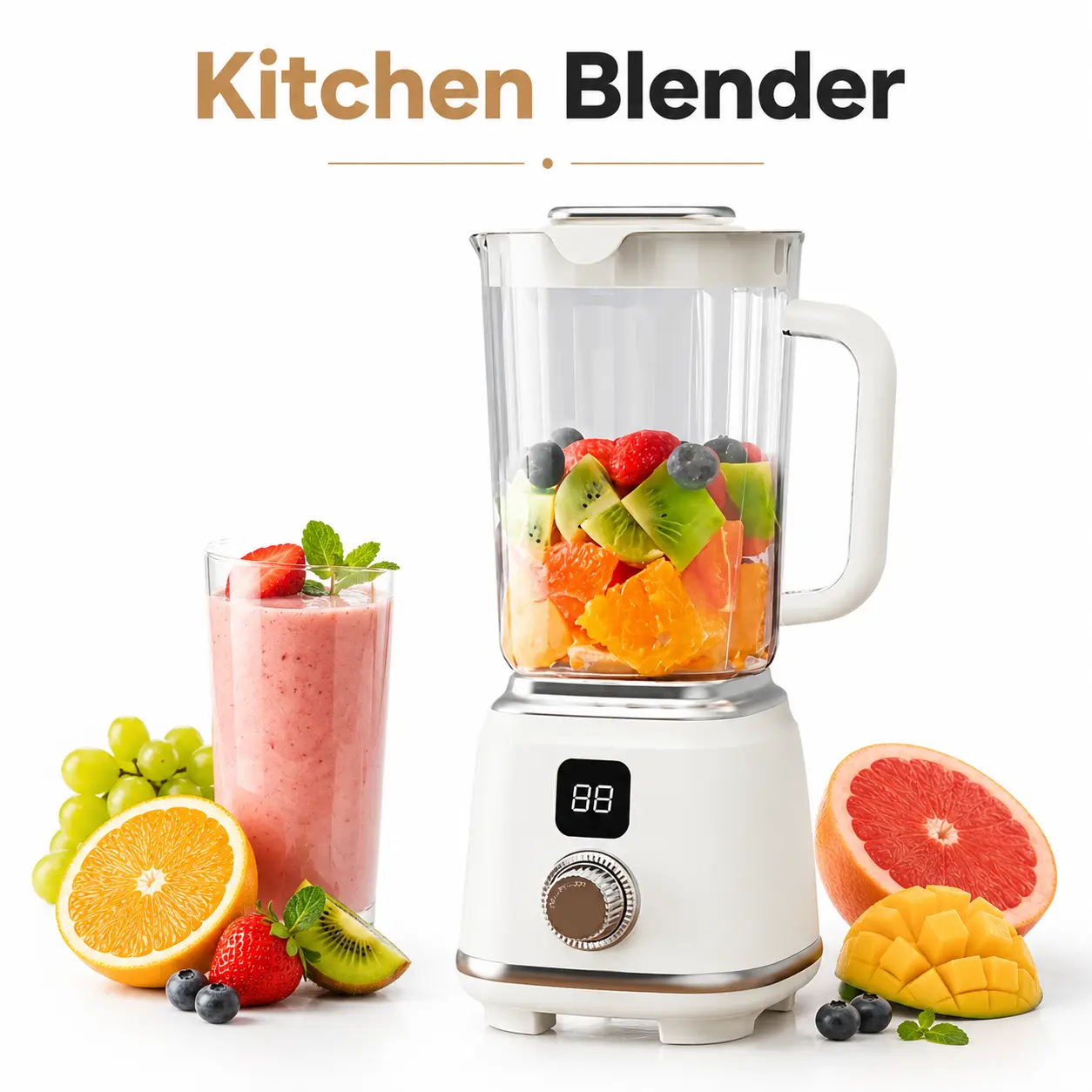 Pure Nova High Speed Electric Personal Blender Combo - 600ml Portable Smoothie Blender Set, USB Rechargeable, 10 304 Stainless Steel Blades, All-Copper Motor, LED Display, Ideal for Juices & Outings