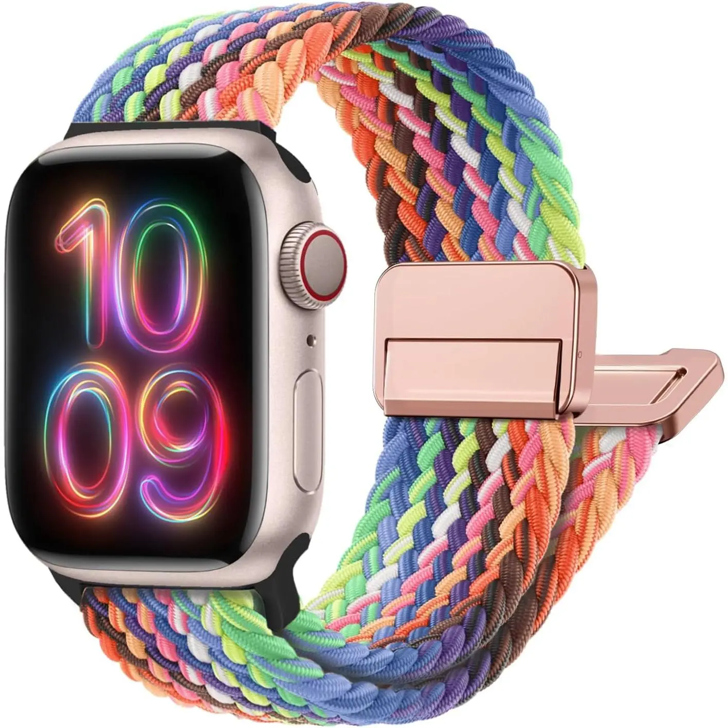 Magnetic Braided Stretchy Wearable Loop Strap for iWatch - 01-New Pride Edition, Elastic Woven Nylon, Adjustable Durable Metal Buckle, Compatible with Ultra/2 49mm & Series 10/9/8/7/6/5/4/3/SE (38mm-45mm), Unisex Stylish Fashion Watch Accessory, Accessori