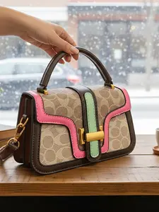 Compact Yet Spacious Bag, Shoulder Bag Crossbody, Short Handle & Adjustable Straps, Perfect for Commuting/date/walking, Leather Patchwork & Metal Buckle, Versatile Color