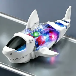 Automatic Obstacle Avoidance Electric Shark Toy for Toddlers, Fun Educational Toy with Lights Sounds & Wiggling Body, Transparent Visible Gears, Easy Assembly, Perfect Birthday Gift for KidsBoosts Imagination & Motor Skills