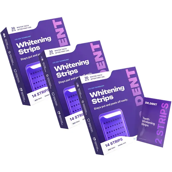 DRDENT Purple Teeth Whitening Strips - 7/21 Whitening Sessions - Safe for Enamel - Non Sensitive Teeth Whitening - Peroxide-Free