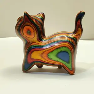 1 PCS Hand Painted Wooden Cat Figurine,Decorative kitten statue,Suitable for Home,Holiday and Foyer Decoration