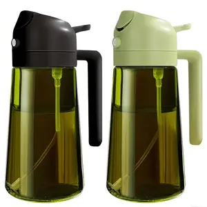 2-pack kitchen glass olive oil bottle set, Kitchen Gadgets, includes a 2-in-1 oil dispenser and cooking sprayer, the 16-ounce dark green glass oil bottle comes with two black stickers, it's the perfect cooking tool for grilling, RVs, and kitchens