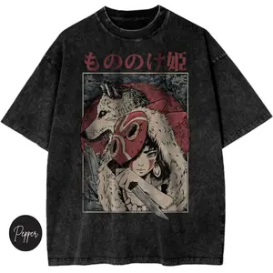 Princess Mononoke Studio Ghibli Anime Streetwear Vintage Graphic Tee Unisex Size S- 3XL, Menswear, Womenswear Top - Casual Cotton Crewneck Short Sleeve Tshirt