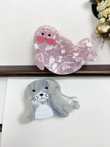 Cute Seal and Sea Lion Design Claw Clip, Shell Polka Dot Hair Accessory, Shiny for Women and Girls, Super Cute Clips