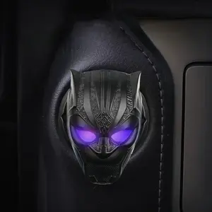 Black Panther Mask Image Car One Key Start Protective Cover metal decorative sticker