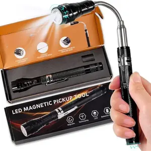 LED Magnetic Flashlight,Extendable and Flexible Magnetic Flashlight with Telescoping Magnet Pickup Tool,Magnet Flashlight for Precision Work,Christmas Gifts, Gifts for Men, Pick-up Tool for Adults