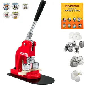 VEVOR Button Maker Machine, TikTokShopBlackFriday, 32 mm (1.25 inch) Badge Punch Press Kit, Children DIY Gifts Pin Maker, Button Making Supplies with 500pcs Button Parts & Circle Cutter & Magic Book